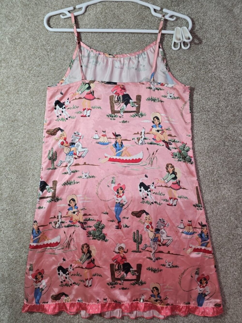 Nick & Nora Pink Cowgirl Western Novelty Print Sleep Dress Nightgown Girl's XL